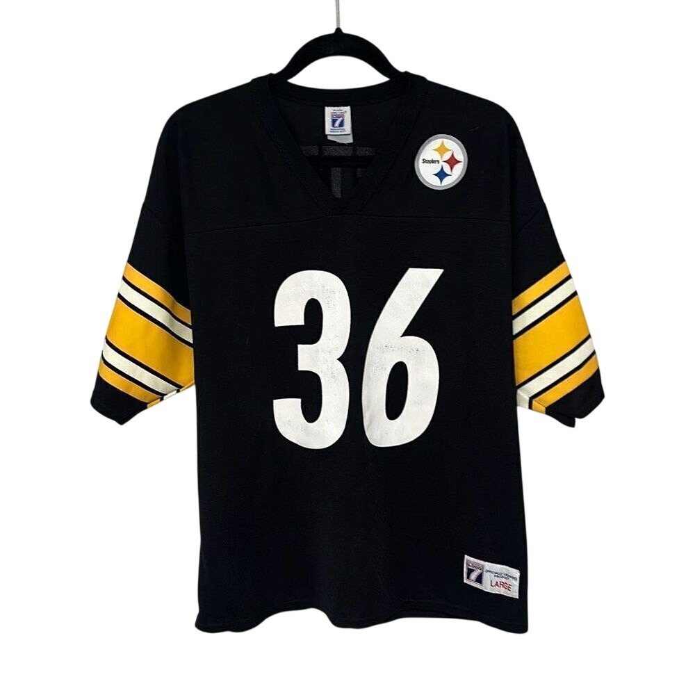 Vintage 90's Logo 7 Men's Black Yellow Bettis #36 Steelers NFL Jersey Large